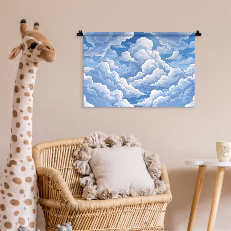 Wolken - Hemel - Abstract - Wit Wandkleed katoen klein -wsfeer5_kind