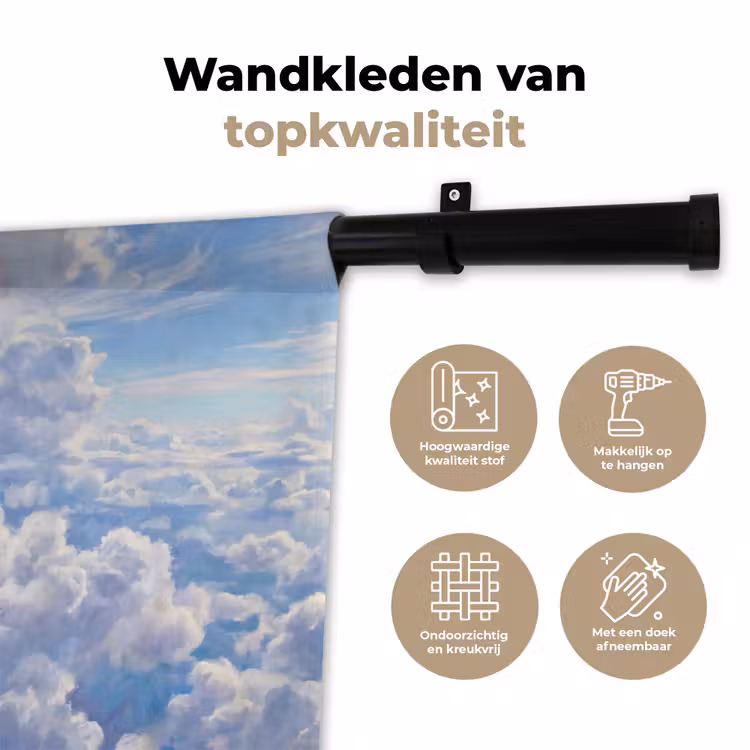 Wolken - Lucht - Natuur - Abstract - Blauw Wandkleed katoen klein -sfeer2