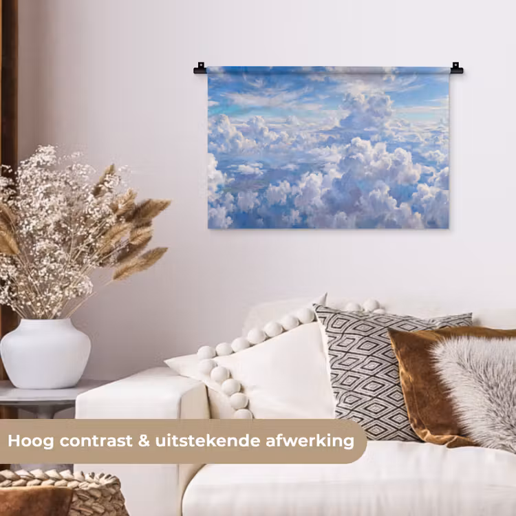 Wolken - Lucht - Natuur - Abstract - Blauw Wandkleed katoen klein -sfeer1