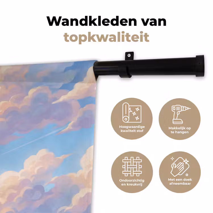 Wolken - Lucht - Natuur - Blauw Wandkleed katoen klein -sfeer2