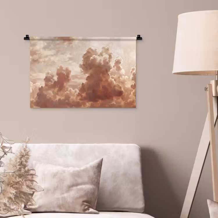 Wolken - Lucht - Natuur - Modern - Bruin Wandkleed katoen klein -sfeer4