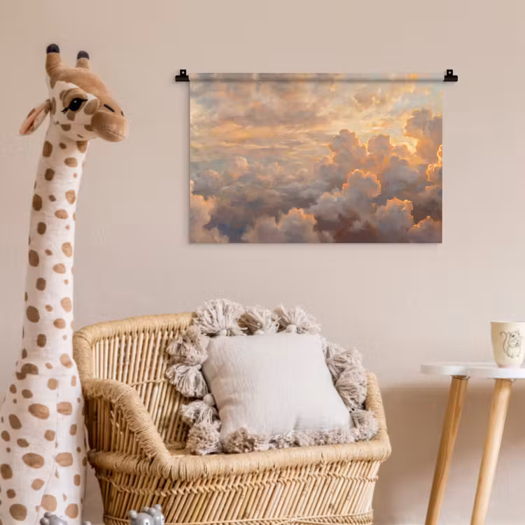 Wolken - Zonsondergang - Natuur - Abstract - Goud Wandkleed katoen klein -wsfeer5_kind