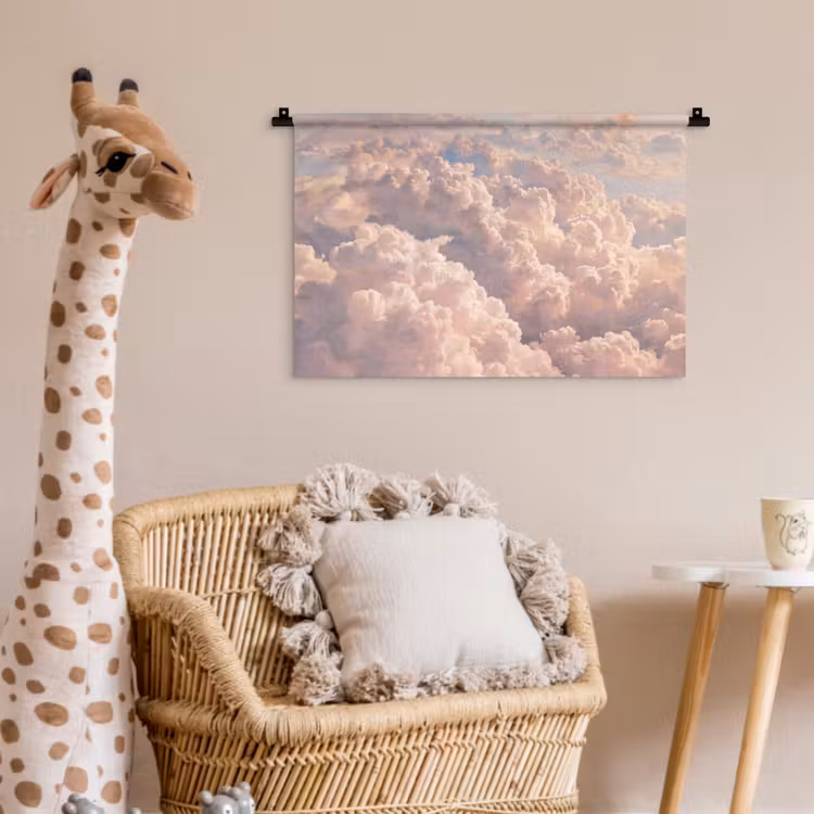 Wolken - Zonsondergang - Natuur - Pastel - Roze Wandkleed katoen klein -wsfeer5_kind