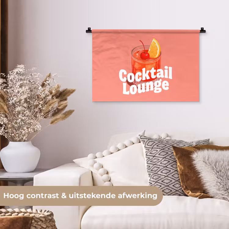 Cocktail Lounge - Glas - Koraal Wandkleed katoen klein -sfeer1