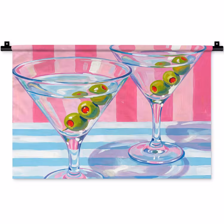 Cocktail - Olijven - Kunst - Modern - Roze Wandkleed katoen klein -zz3d