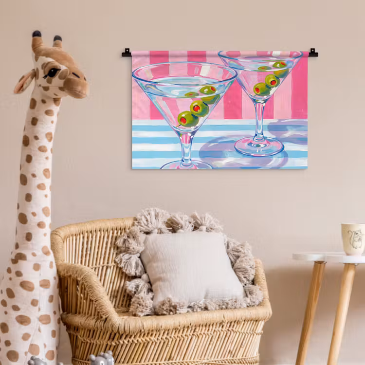 Cocktail - Olijven - Kunst - Modern - Roze Wandkleed katoen klein -wsfeer5_kind