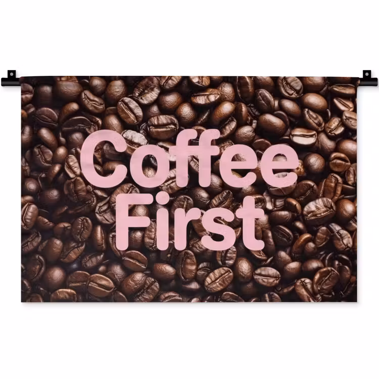 Coffee First - Koffiebonen - Roze Wandkleed katoen klein -zz3d