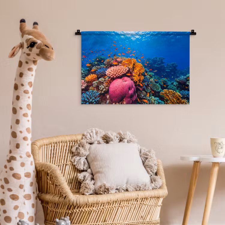 Koraal - Vissen - Oceaan - Natuur - Kleurrijk Wandkleed katoen klein -wsfeer5_kind