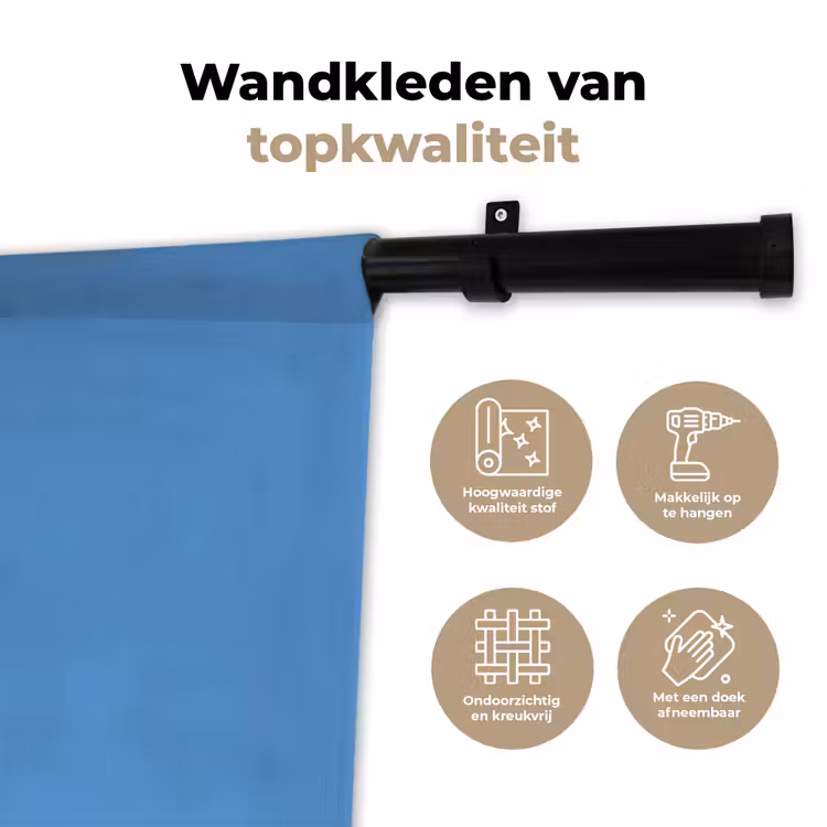 Cornflower - Blue - Blauw Wandkleed katoen klein 269 -sfeer2