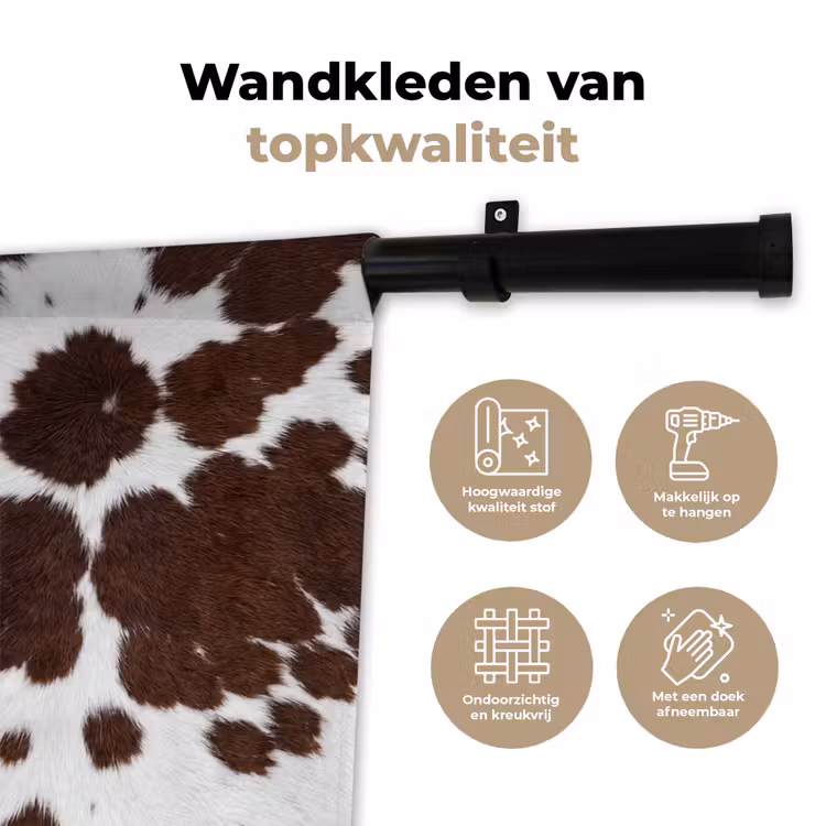 Koeienhuid - Klassiek - Bruin Wandkleed katoen klein -sfeer2