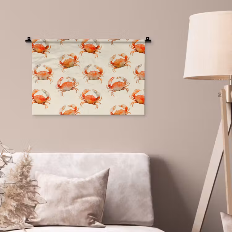 Krabben - Patroon - Oranje Wandkleed katoen klein 269 -sfeer4