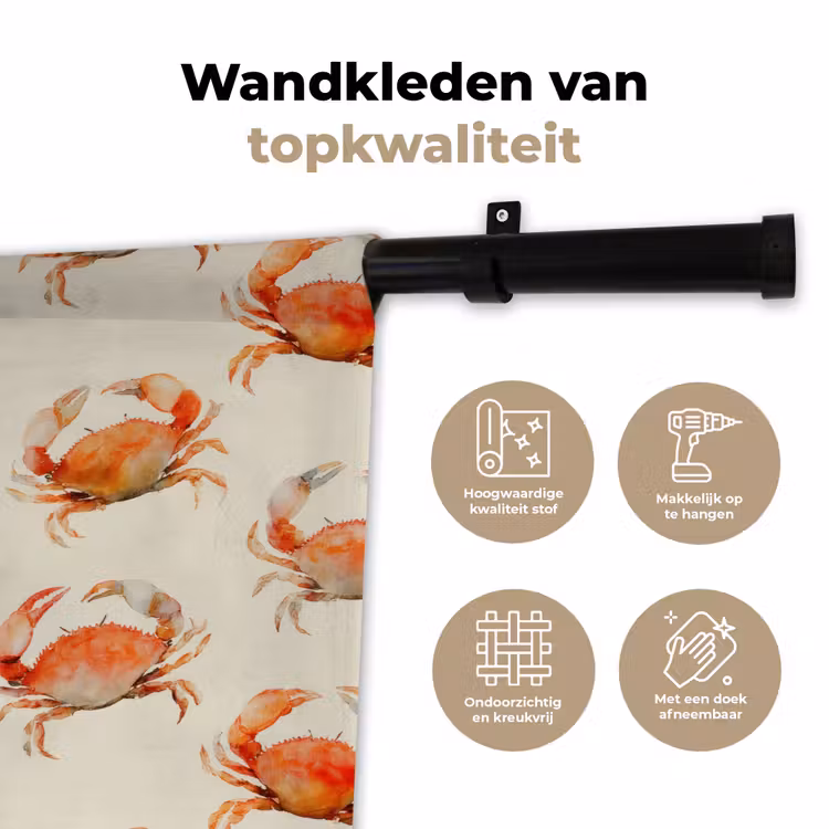 Krabben - Patroon - Oranje Wandkleed katoen klein 269 -sfeer2