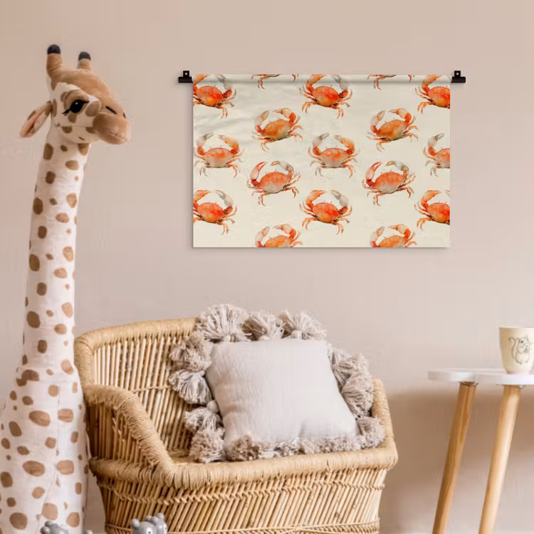 Krabben - Patroon - Oranje Wandkleed katoen klein 269 -wsfeer5_kind