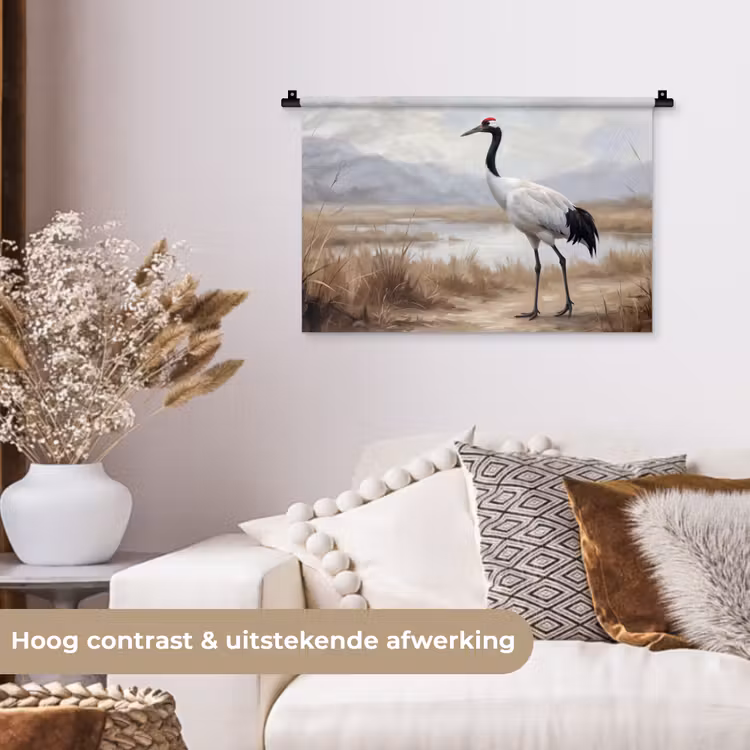 Kraanvogel - Natuur - Realistisch Wandkleed katoen klein -sfeer1
