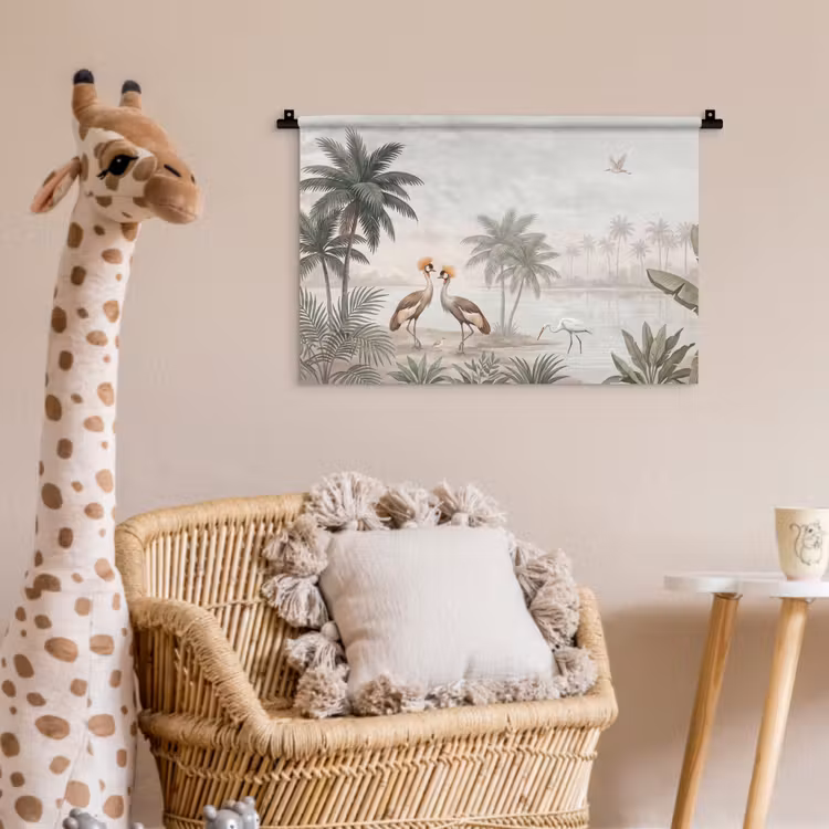 Kraanvogels - Palmbomen - Tropisch Wandkleed katoen klein -wsfeer5_kind