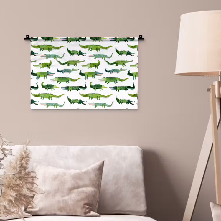 krokodillen - Speels - Groen Wandkleed katoen klein 269 -sfeer4