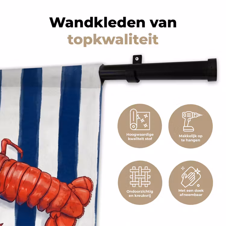 Schaaldier - Kreeft - Marine - Illustratie - Rood Wandkleed katoen klein -sfeer2