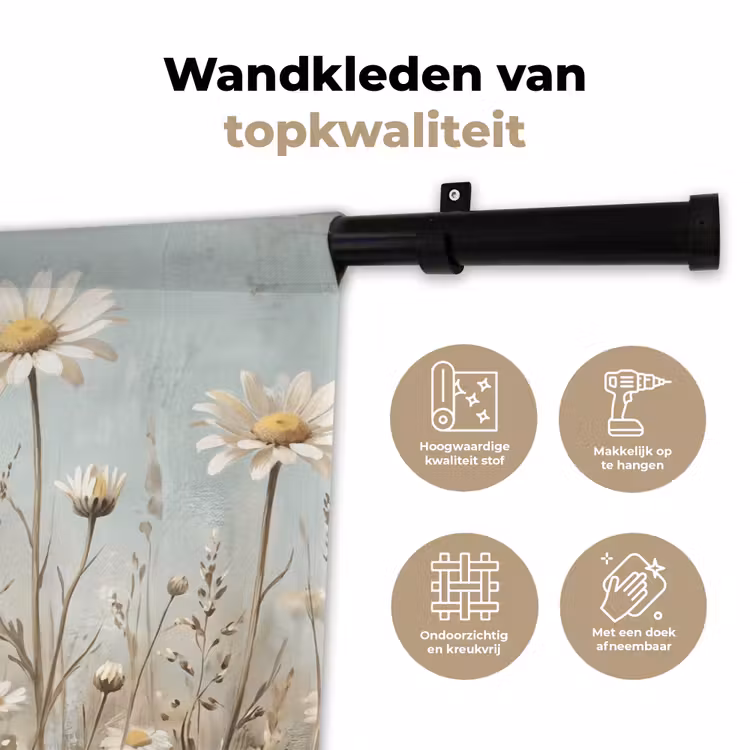 Madelief - Illustratie - Wit Wandkleed katoen klein -sfeer2