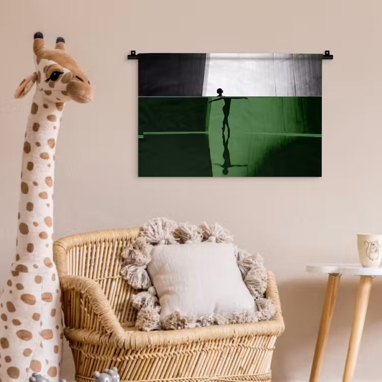 Danser - Silhouette - Kunst - Modern - Zwart-wit Wandkleed katoen klein -wsfeer5_kind