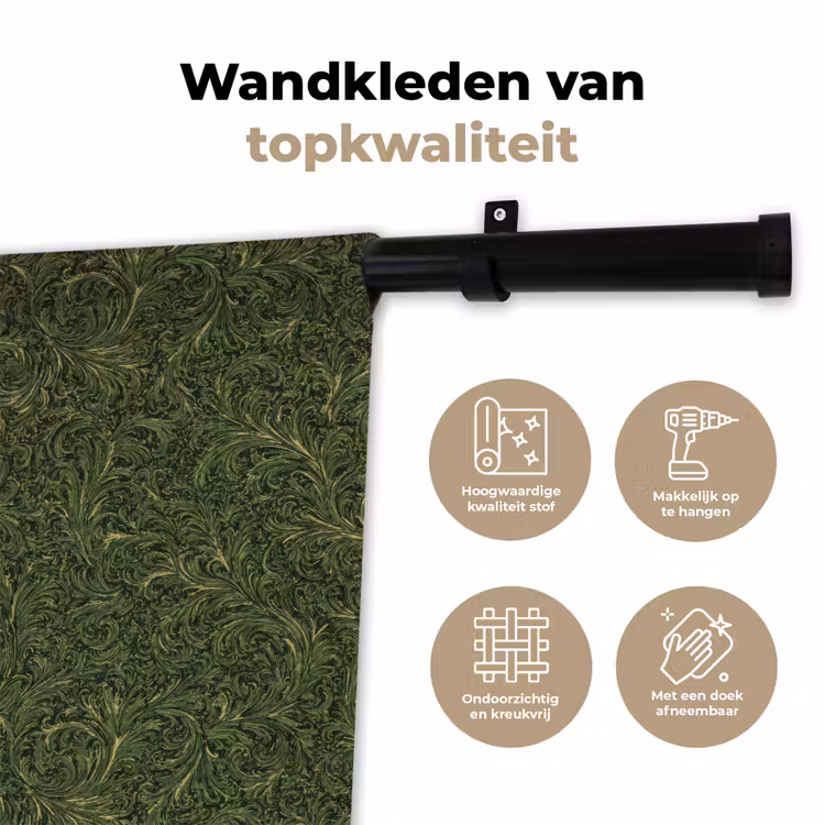 Donker - Groen - Krullend - Botanisch Wandkleed katoen klein 269 -sfeer2
