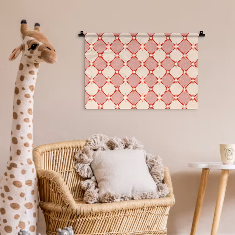 Ruiten - Sterren - Vintage - Oudroze - Rood Wandkleed katoen klein 269 -wsfeer5_kind