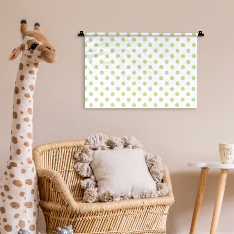Dots - Klassiek - Groen Wandkleed katoen klein 269 -wsfeer5_kind