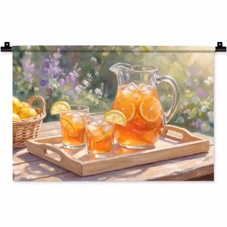 Drank - Citroen - Zomer - Tuin - Geel Wandkleed katoen klein -zz3d