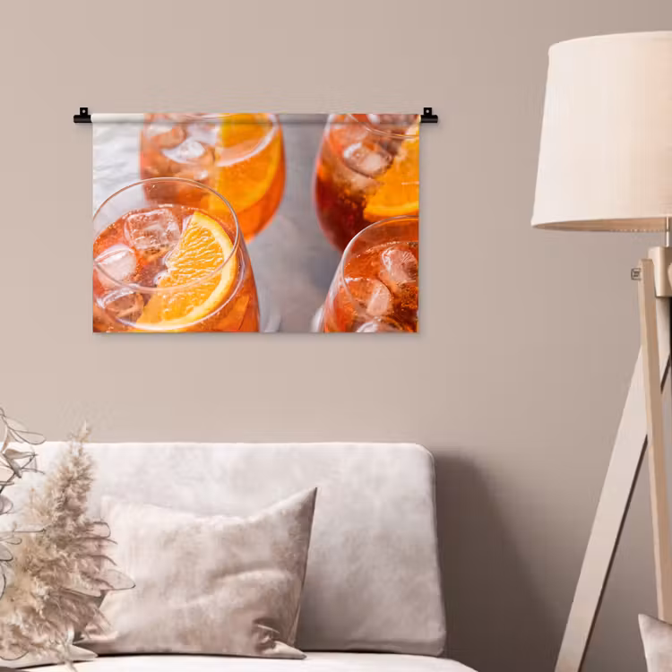 Drank - Sinaasappel - IJs - Zomer - Oranje Wandkleed katoen klein -sfeer4