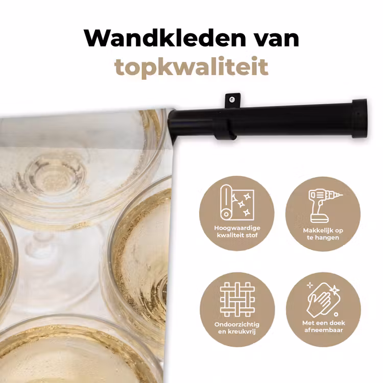 Drank - Glazen - Feest - Goud Wandkleed katoen klein -sfeer2