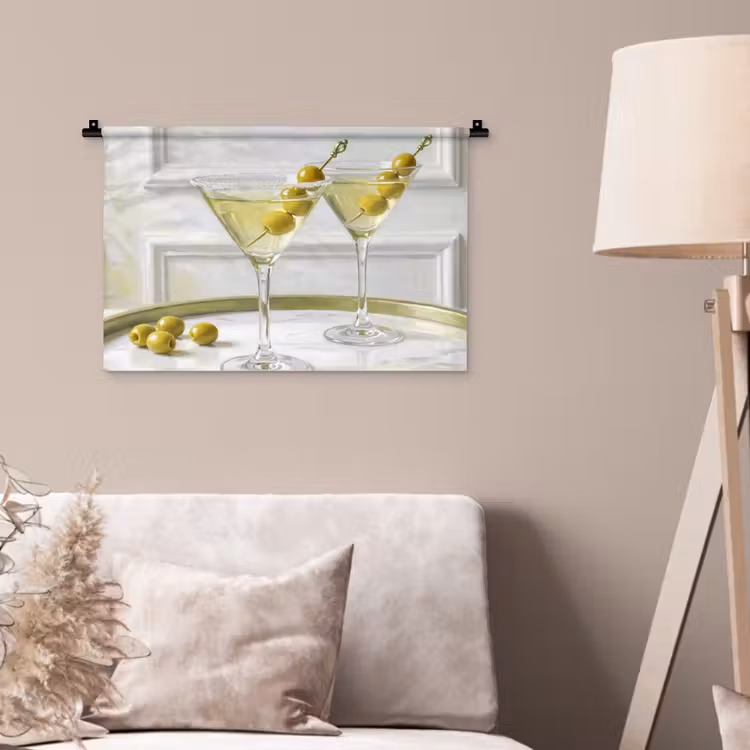 Drank - Martini - Olijven - Modern - Wit Wandkleed katoen klein -sfeer4