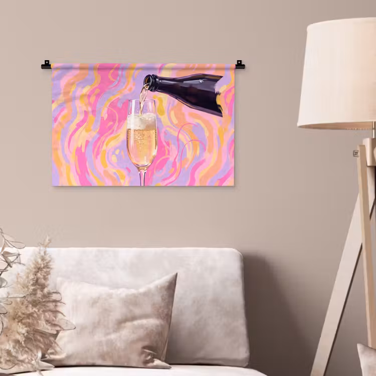 Drank - Inschenken - Feest - Abstract - Roze Wandkleed katoen klein -sfeer4