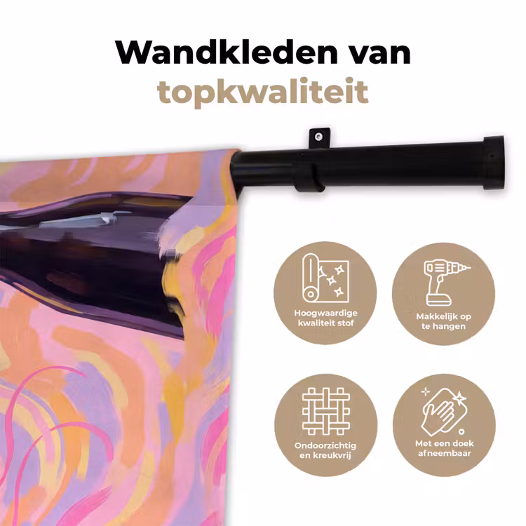 Drank - Inschenken - Feest - Abstract - Roze Wandkleed katoen klein -sfeer2