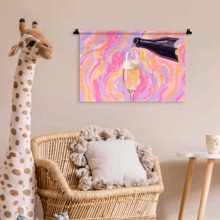 Drank - Inschenken - Feest - Abstract - Roze Wandkleed katoen klein -wsfeer5_kind