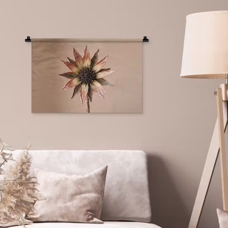 Droogbloem - Protea - Vintage - Beige - Rustiek Wandkleed katoen klein -sfeer4