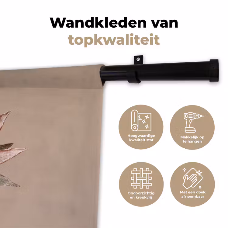 Droogbloem - Protea - Vintage - Beige - Rustiek Wandkleed katoen klein -sfeer2