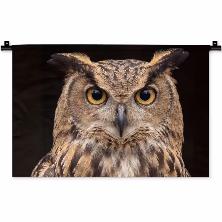 Oehoe - Uil - Portret - Bruin Wandkleed katoen klein -zz3d
