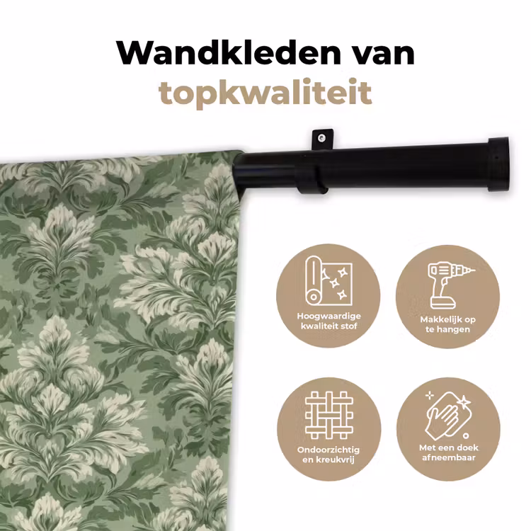 Sierlijk - Lichtgroen - Planten - Patroon - Getailleerd Wandkleed katoen klein 269 -sfeer2