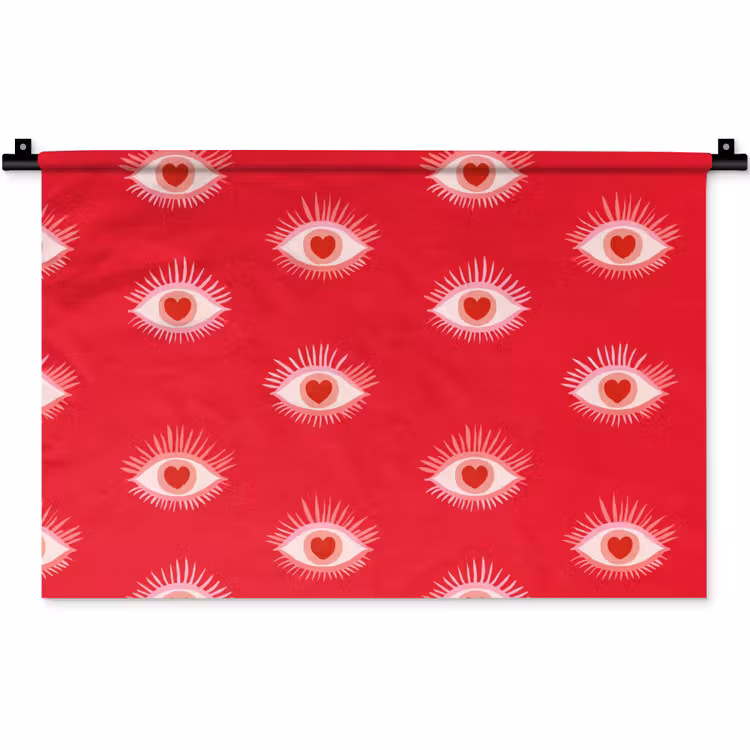 Ogen - Hart - Abstract - Rood - Roze Wandkleed katoen klein 269 -zz3d