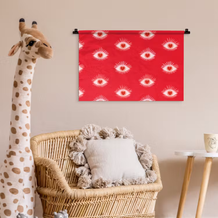 Ogen - Hart - Abstract - Rood - Roze Wandkleed katoen klein 269 -wsfeer5_kind