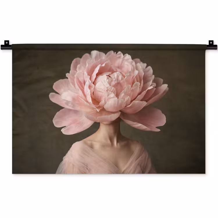 Gezicht - Roos - Roze Wandkleed katoen klein -zz3d