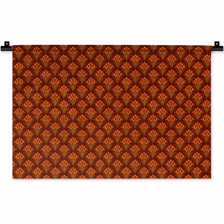 Waaiers - Art Deco - Botanisch - Roestbruin - Oranje Wandkleed katoen klein 269 -zz3d