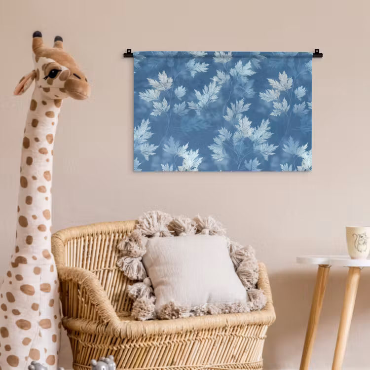 Varen - Botanisch - Patroon - Grijsblauw Wandkleed katoen klein 269 -wsfeer5_kind