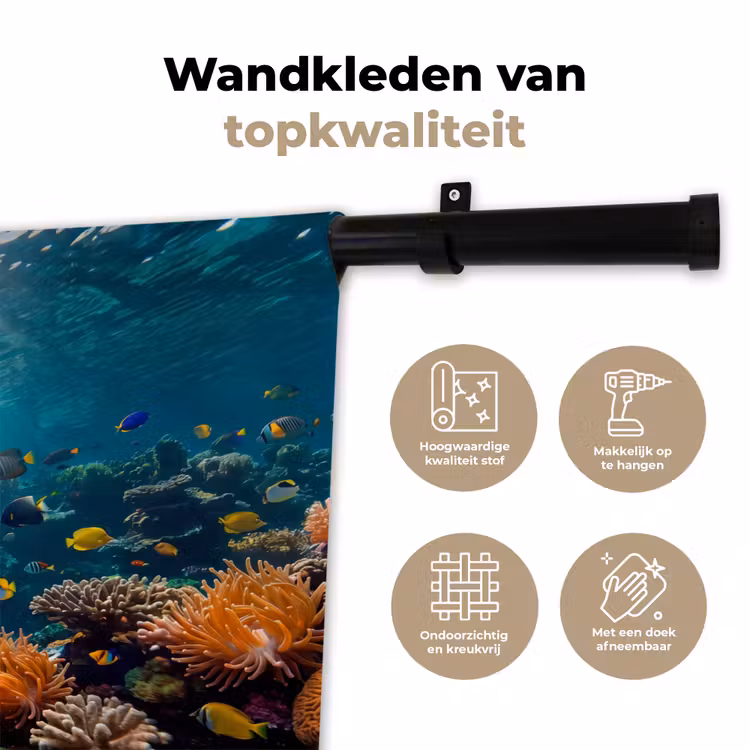 Vis - Koraal - Oceaan - Natuur - Kleurrijk Wandkleed katoen klein -sfeer2