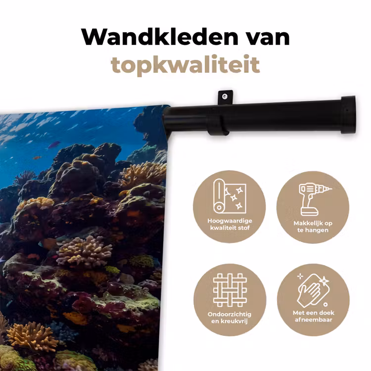 Vis - Koraalrif - Onderwater - Levendig - Blauw Wandkleed katoen klein -sfeer2
