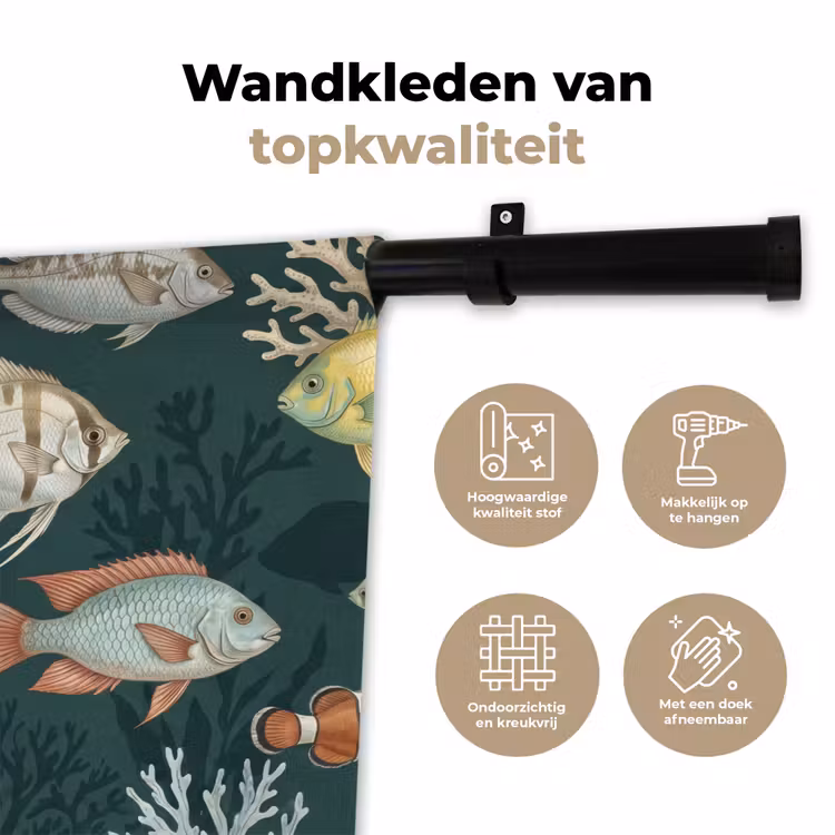 Vis - Koraal - Onderwater - Illustratie Wandkleed katoen klein -sfeer2