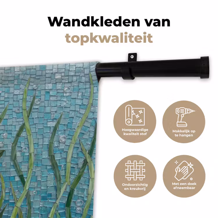 Vis - Mozaïek - Onderwater - Kleurrijk - Dieren Wandkleed katoen klein -sfeer2