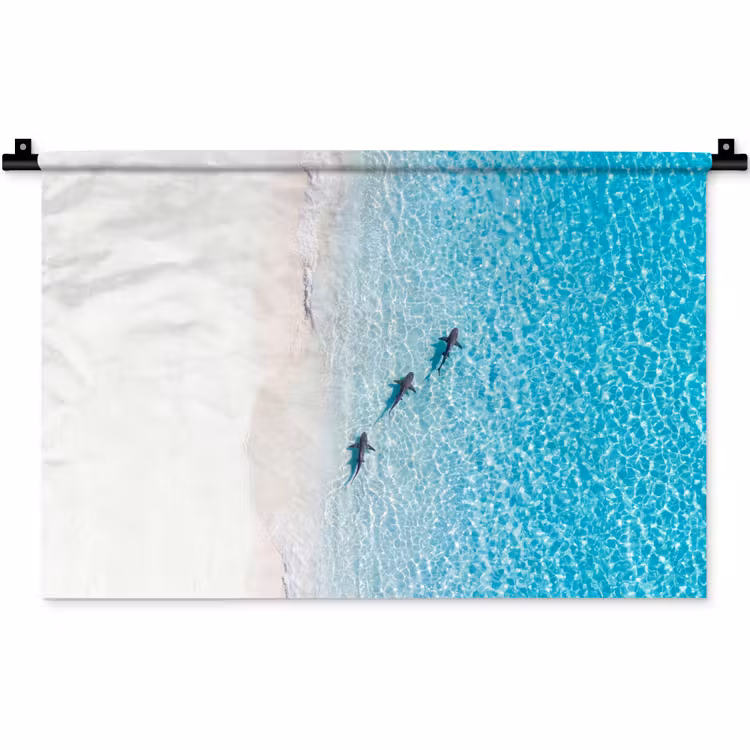 Vis - Oceaan - Strand - Turquoise - Natuur Wandkleed katoen klein -zz3d
