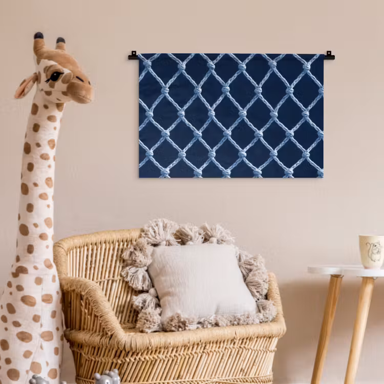 Visnet - Touw - Patroon - Marineblauw Wandkleed katoen klein 269 -wsfeer5_kind