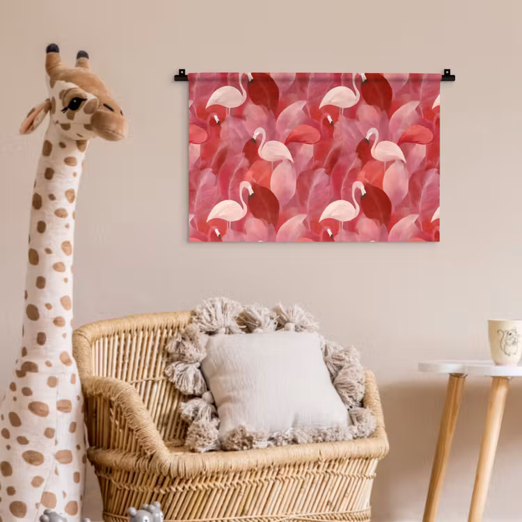Flamingo - Botanisch - Elegant - Roze - Rood Wandkleed katoen klein 269 -wsfeer5_kind