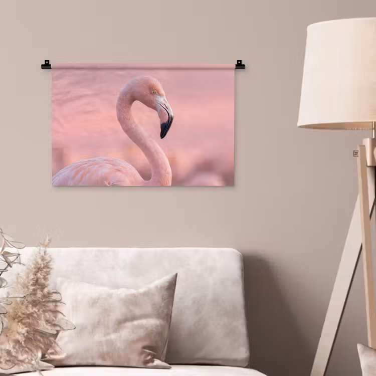 Flamingo - Portret - Roze Wandkleed katoen klein -sfeer4